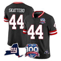 NY.Giants #44 Cam Skattebo Player Black 100th Season & State Patch Vapor Limited Home Game Odoa Stitched Jerseys