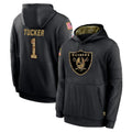 LV.Raiders #1 Tre Tucker Player Black Salute to Service Hoodies Limited Game Odoa Stitched Jerseys