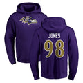 B.Ravens #98 Travis Jones Player Purple Salute to Service Pullover Hoodie Odoa Stitched Jerseys