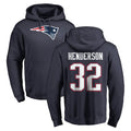 NE.Patriots #32 TreVeyon Henderson Player Navy LOGO Pullover Hoodies Home Game Odoa Stitched Jerseys