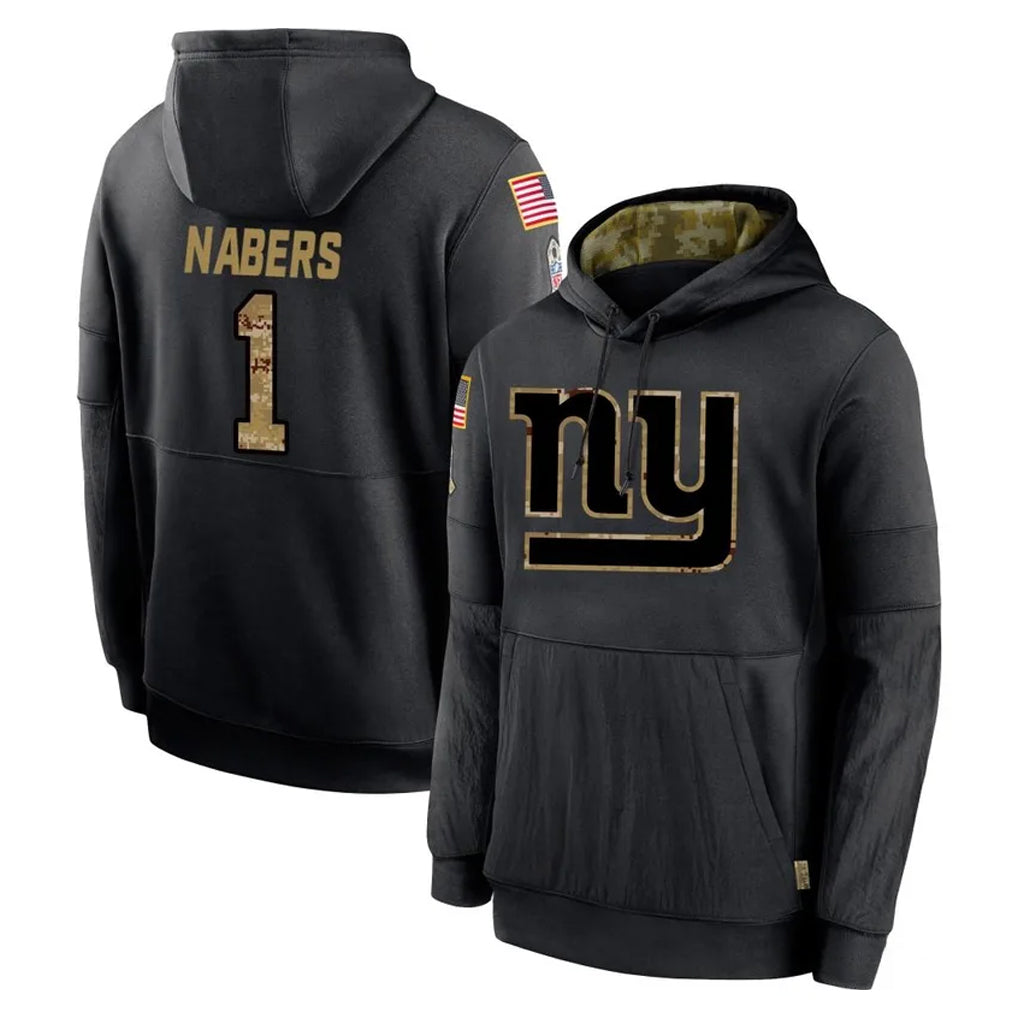 NY.Giants #1 Malik Nabers Player Black Salute to Service Hoodies Limited Game Odoa Stitched Jerseys