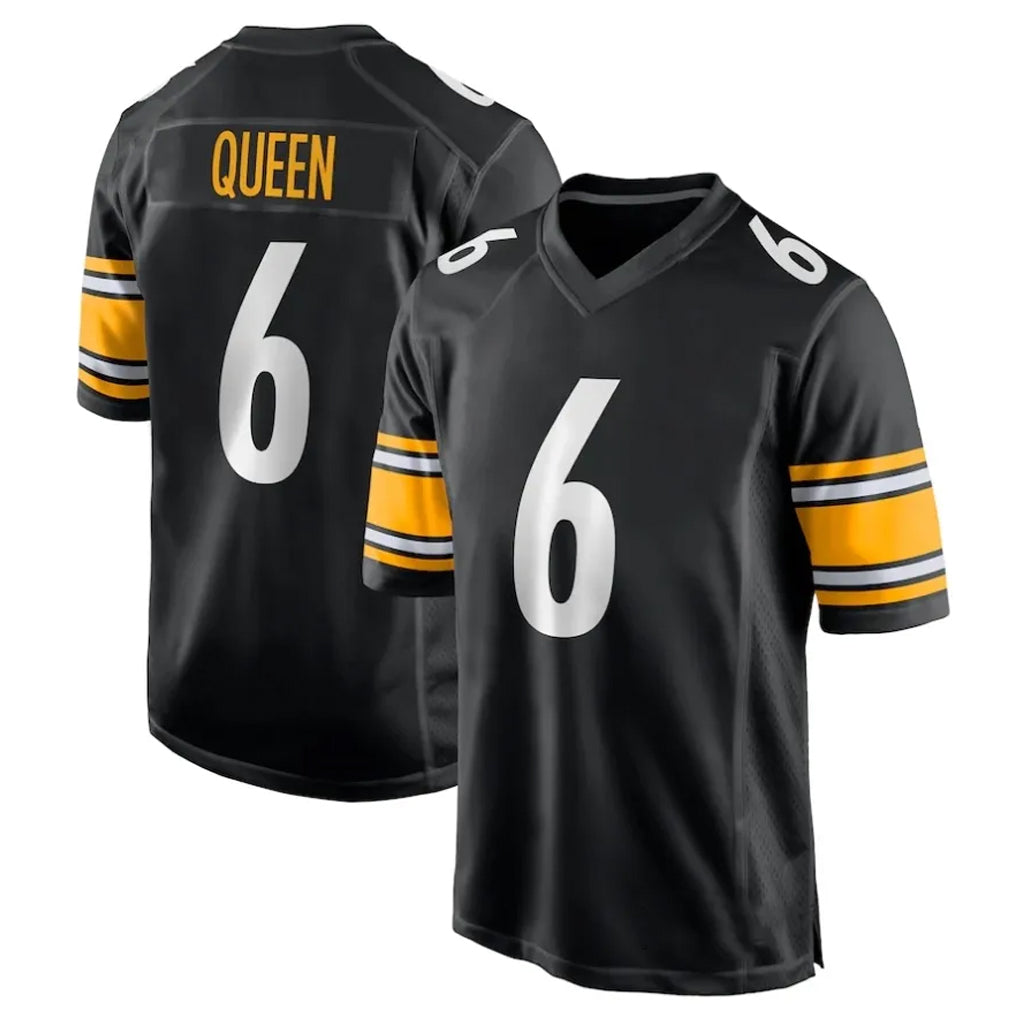 P.Steelers #6 Patrick Queen Player Black Home Game Odoa Stitched Jerseys