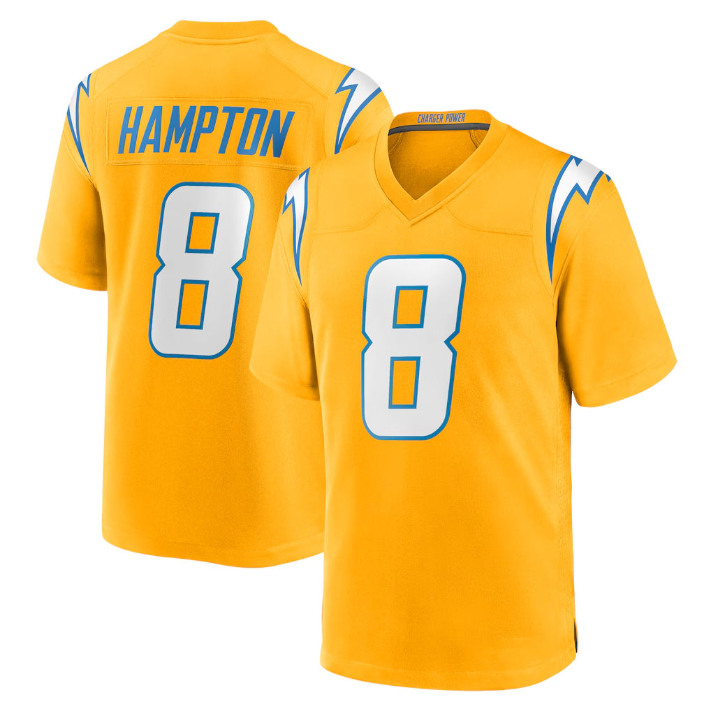 LA.Chargers #8 Omarion Hampton Player Gold Home Game Odoa Stitched Jerseys