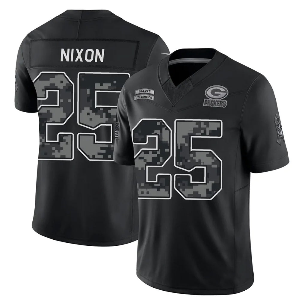 GB.Packers #25 Keisean Nixon Player Black Limited 2026 Salute to Service Home Game Odoa Stitched Jerseys