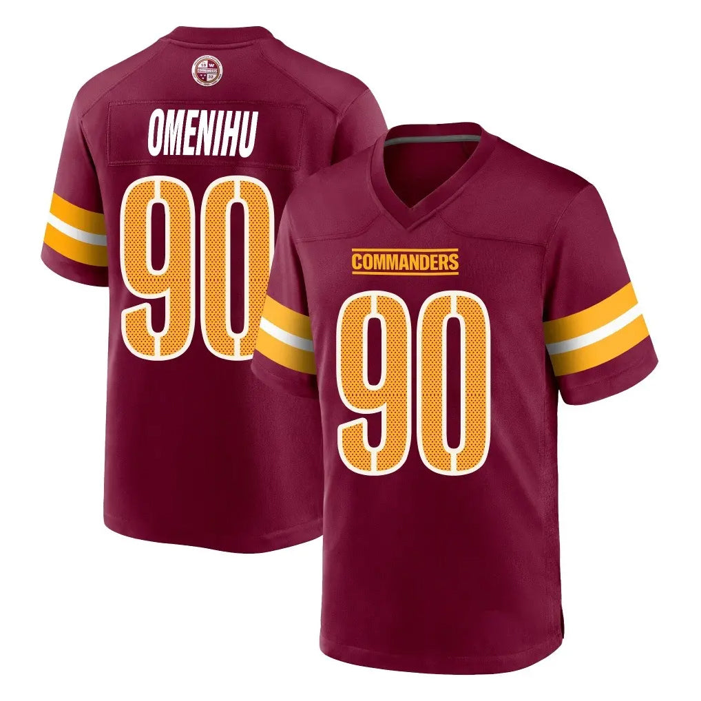 W.Commanders #90 Charles Omenihu Player Burgundy Home Game Odoa Stitched Jerseys