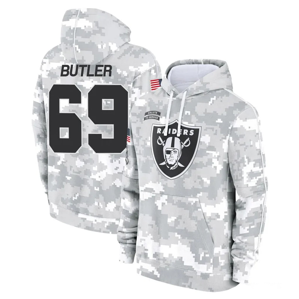 LV.Raiders #69 Adam Butler Player Arctic Camo Salute to Service Hoodies Limited Game Odoa Stitched Jerseys