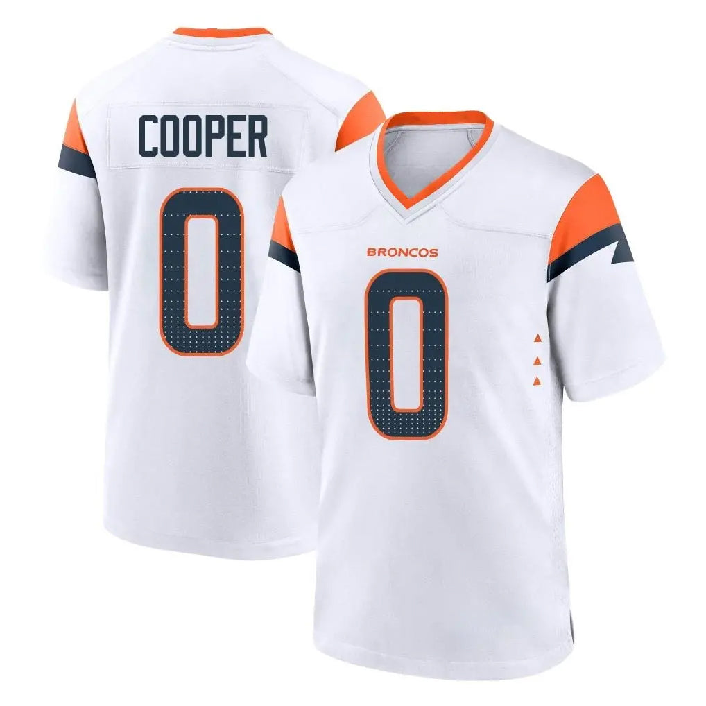 D.Broncos #0 Jonathon Cooper Player White Home Game Odoa Stitched Jerseys