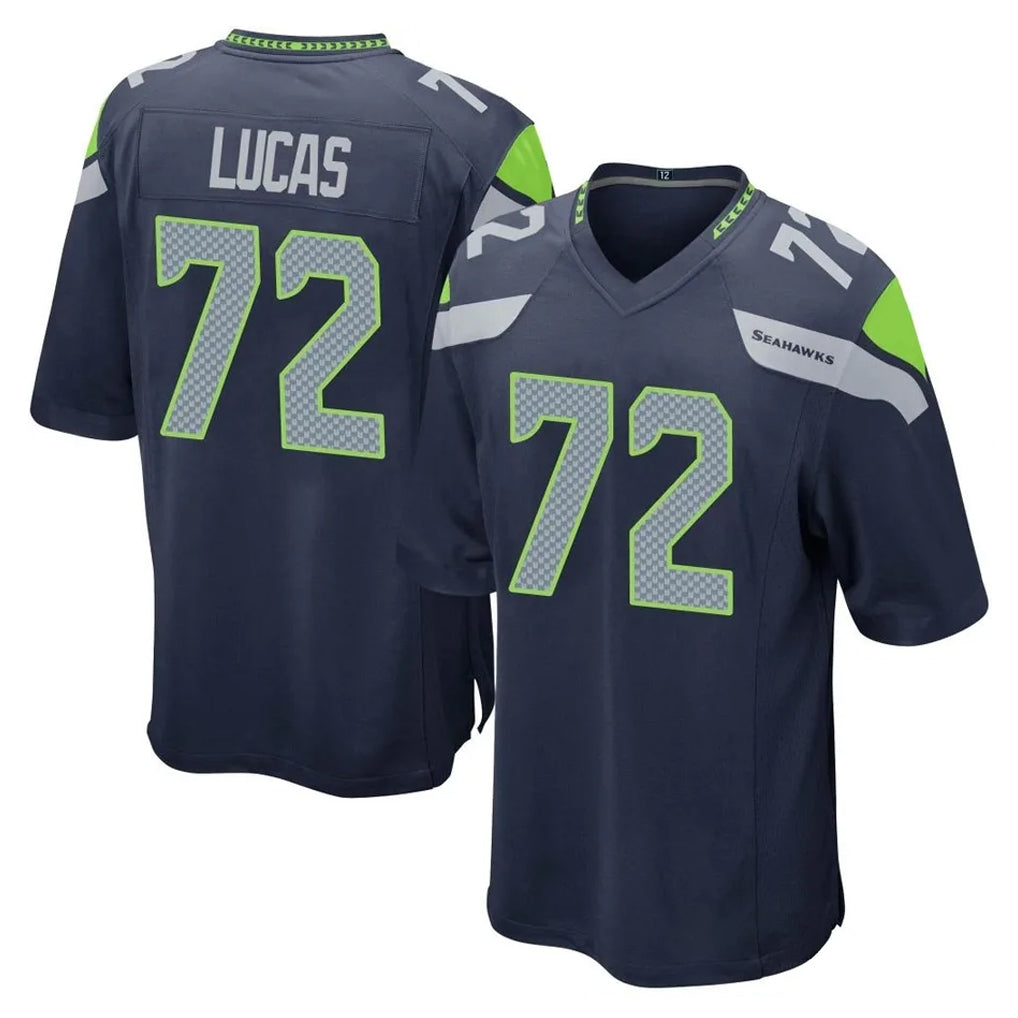 S.Seahawks #72 Abraham Lucas Player Navy Home Game Odoa Stitched Jerseys