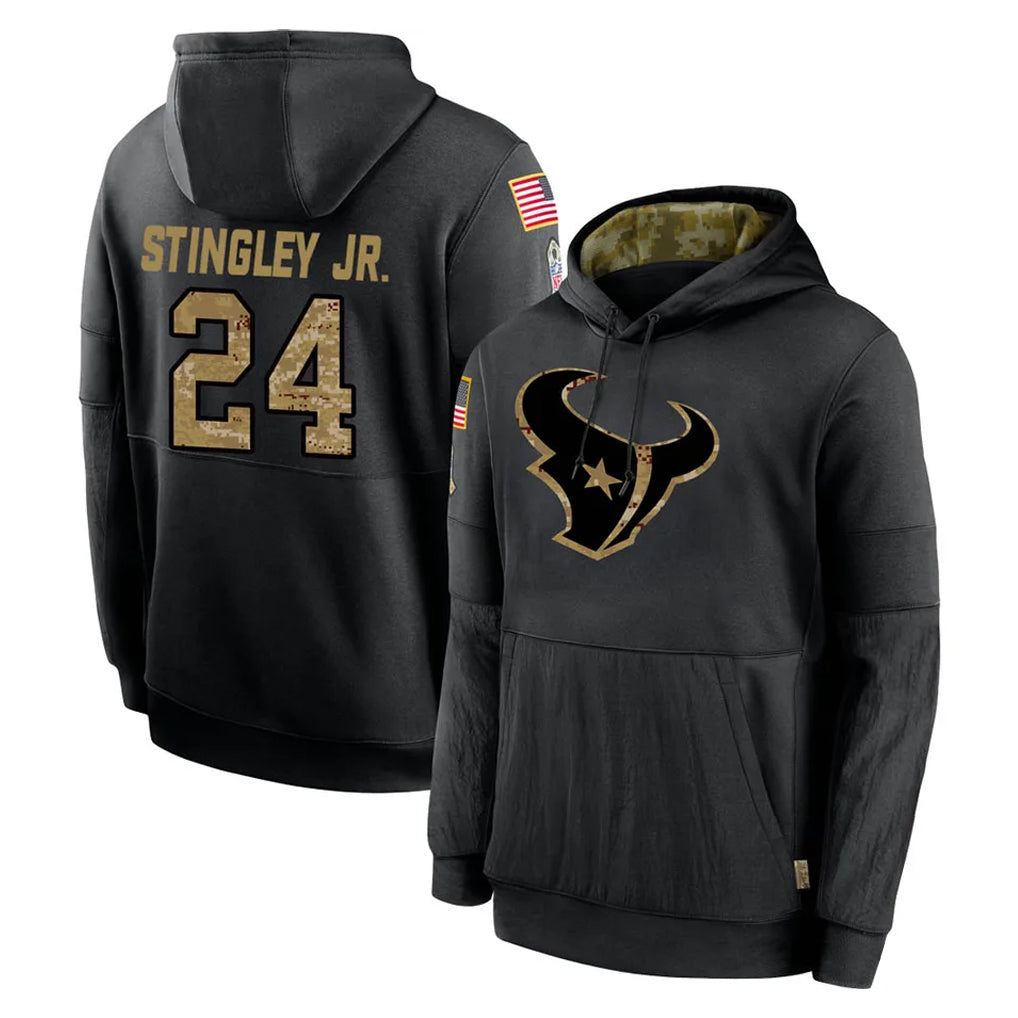 H.Texans #24 Derek Stingley Jr. Player Black Salute to Service Hoodies Limited Game Odoa Stitched Jerseys