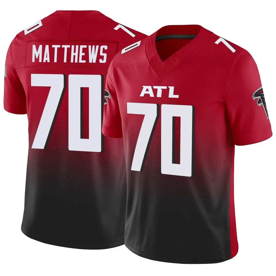 A.Falcons #70 Jake Matthews Player Red Vapor F.U.S.E. Limited Odoa Stitched Jerseys