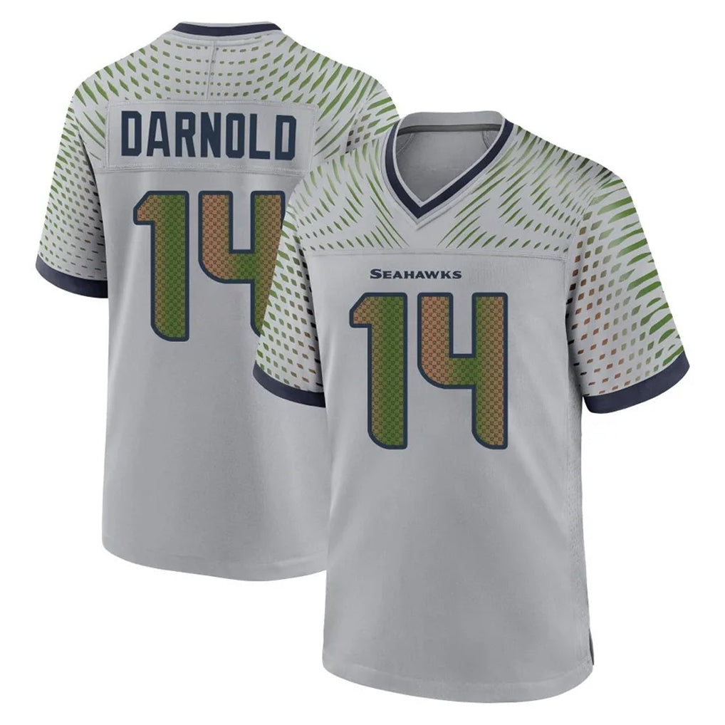 S.Seahawks #14 Sam Darnold Player Grey 2025 Rivalries Collection Home Game Odoa Stitched Jerseys