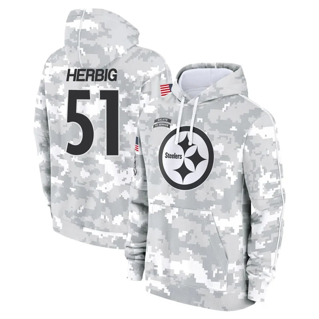 P.Steelers #51 Nick Herbig Player Arctic Camo Limited Salute to Service Pullover Hoodies Game Odoa Stitched Jerseys