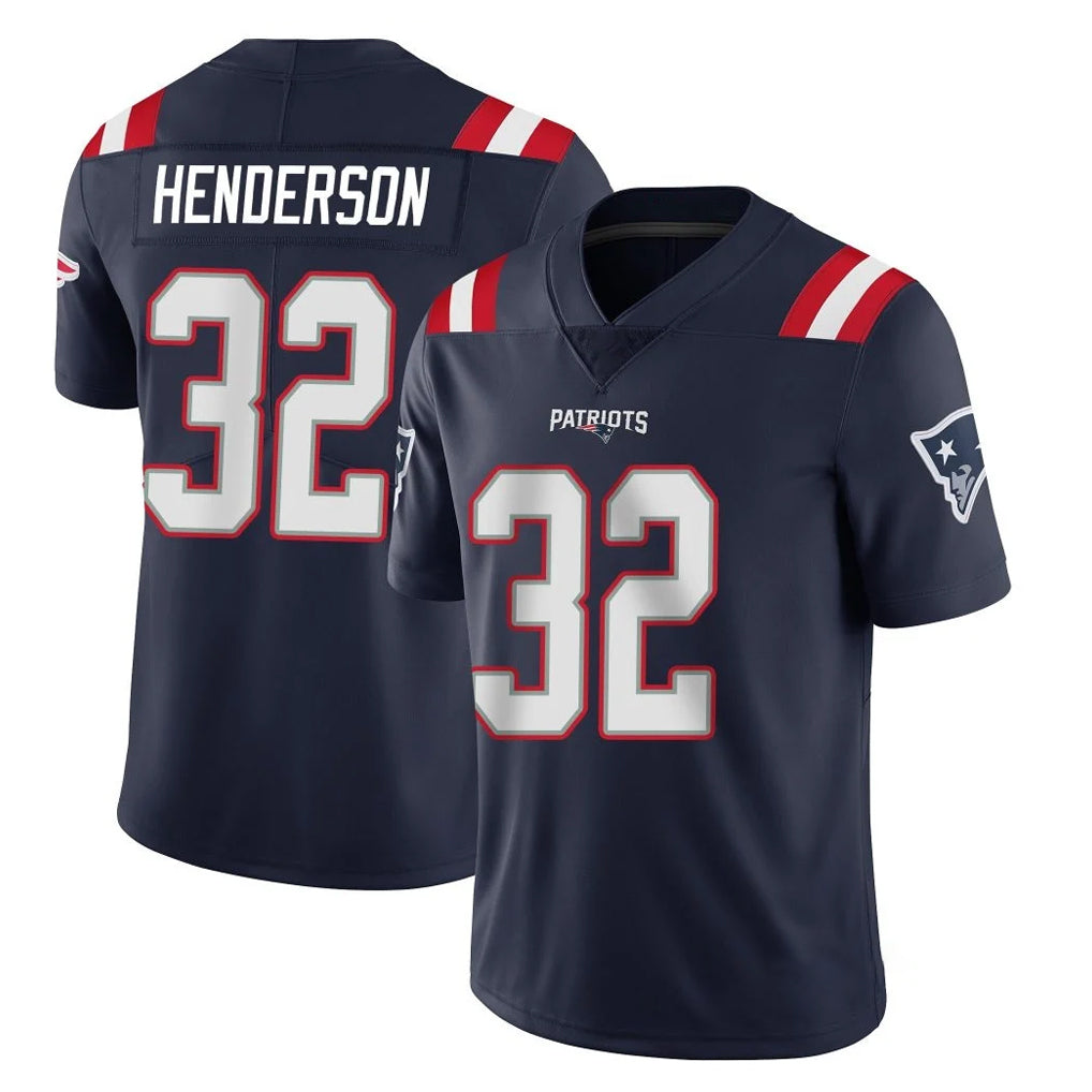 NE.Patriots #32 TreVeyon Henderson Player Navy Vapor Untouchable Home Game Odoa Stitched Jerseys