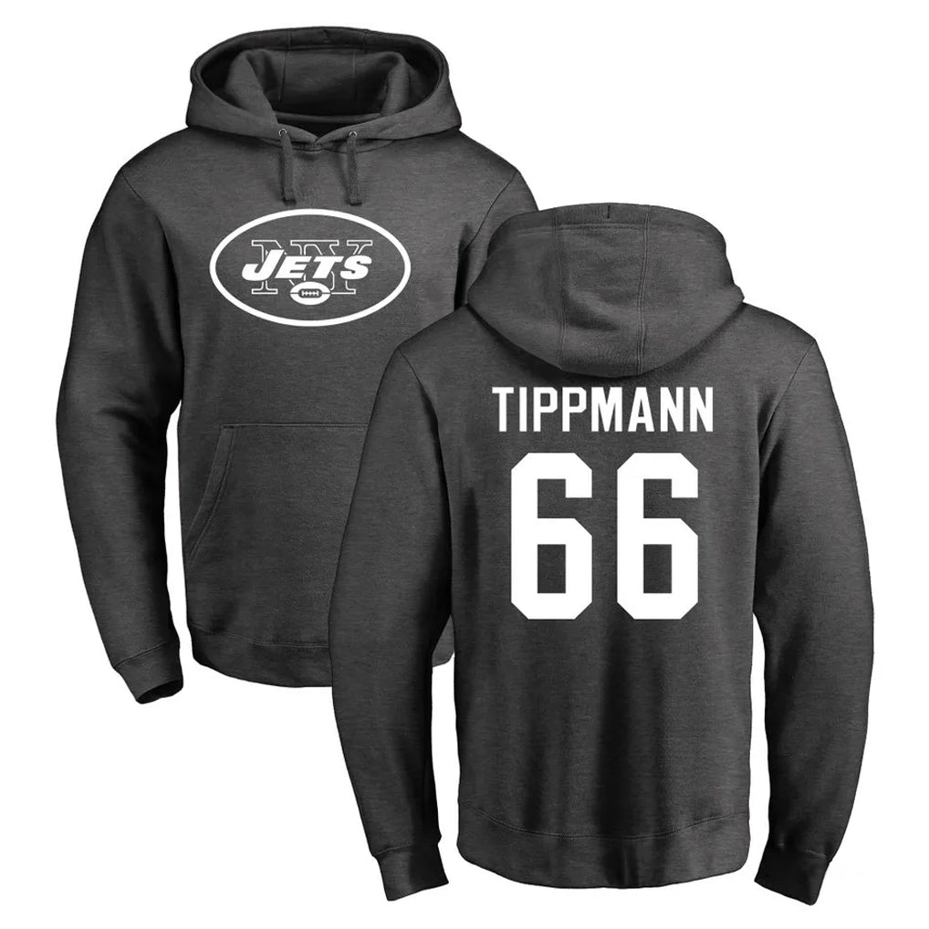 NY.Jets #66 Joe Tippmann Player Gray Pullover Hoodies Limited Game Odoa Stitched Jerseys