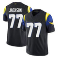 LA.Rams #77 Alaric Jackson Player Black Midnight Rivalries Collection Limited Home Game Odoa Stitched Jerseys