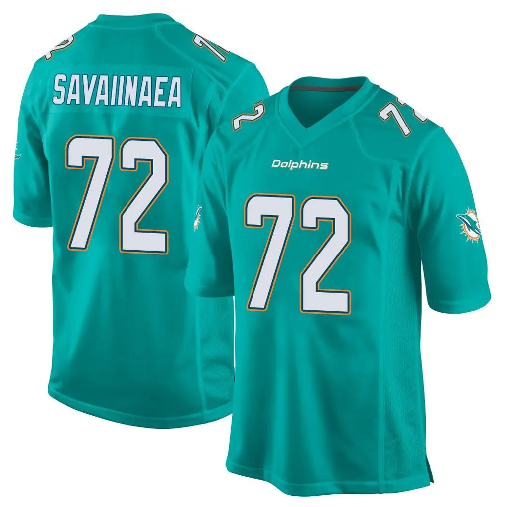 M.Dolphins #72 Jonah Savaiinaea Player Aqua Team Color Home Game Odoa Stitched Jerseys