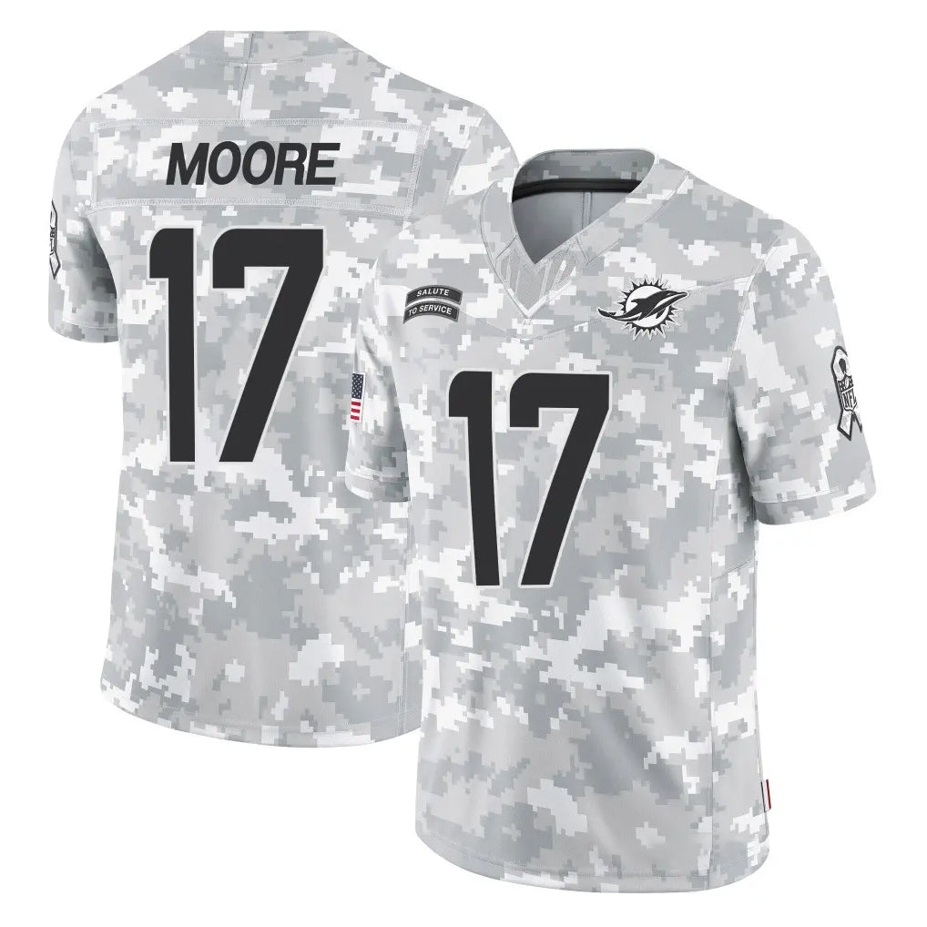 M.Dolphins #17 Trey Moore Player Arctic Camo Salute To Service Limited Game Odoa Stitched Jerseys