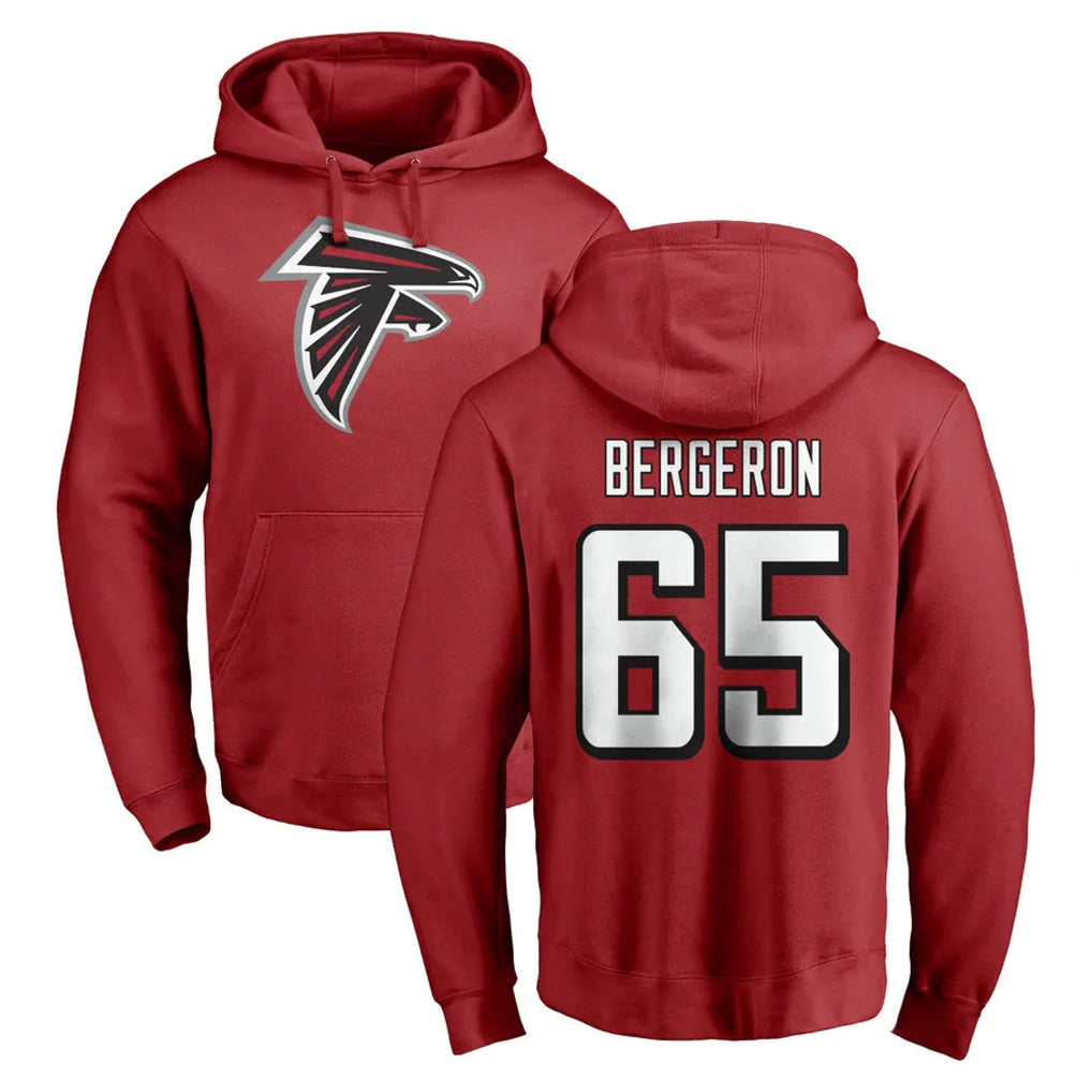 A.Falcons #65 Matthew Bergeron Player Red Pullover Hoodies Home Game Odoa Stitched Jerseys