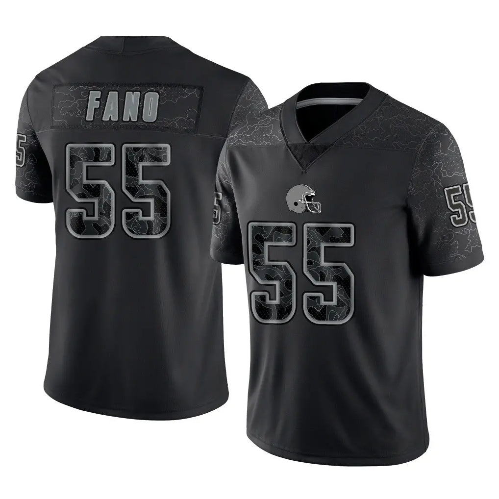 C.Browns #55 Spencer Fano Player Black Reflective Home Game Odoa Stitched Jerseys