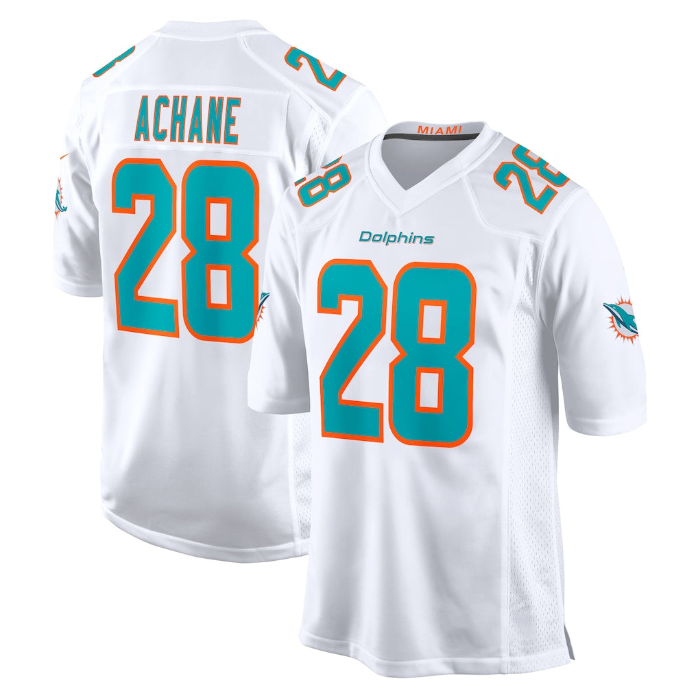 M.Dolphins #28 De'Von Achane Player White Limited Home Game Odoa Stitched Jerseys