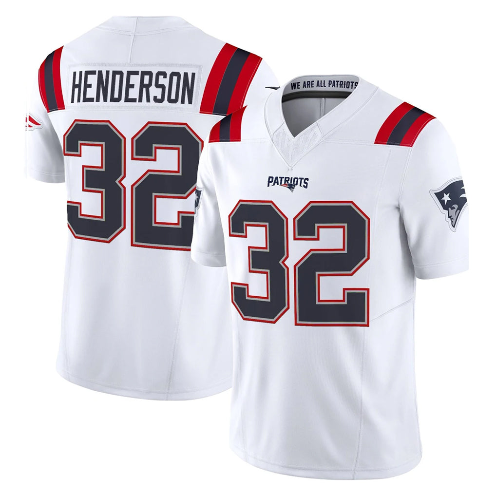 NE.Patriots #32 TreVeyon Henderson Player White Limited Vapor F.U.S.E. Home Game Odoa Stitched Jerseys