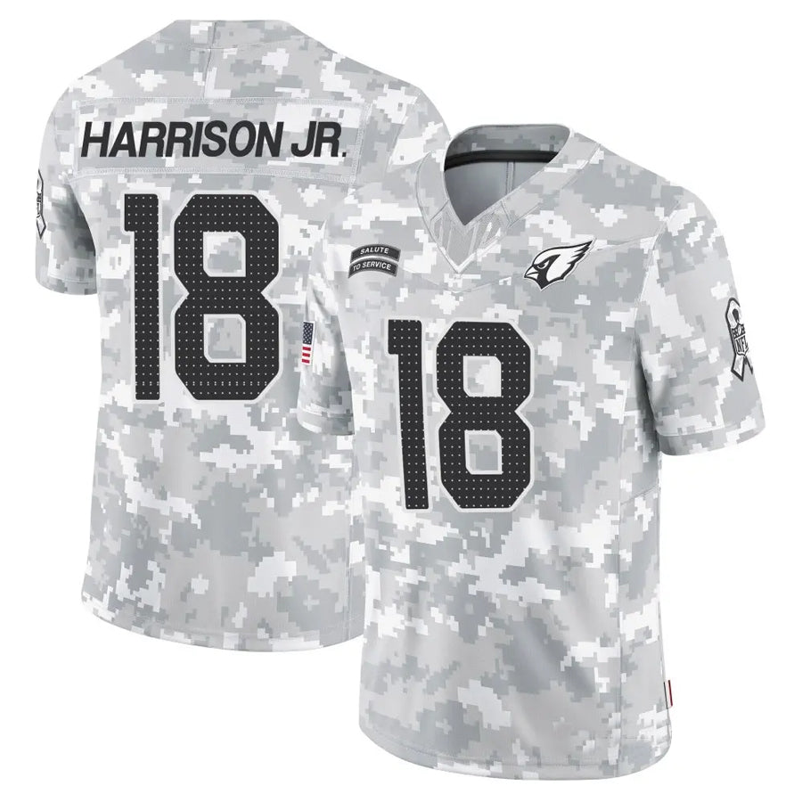 A.Cardinals #18 Marvin Harrison Jr. Player Camo Salute to Service Limited Odoa Stitched Jerseys