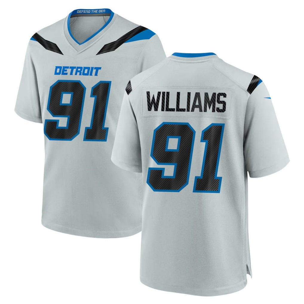 D.Lions #91 Tyleik Williams Player Silver 2026 Rivalries Collection Home Game Odoa Stitched Jerseys