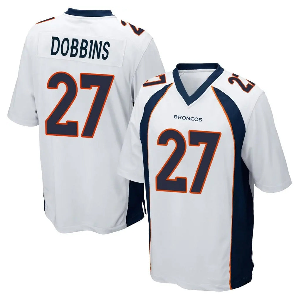 D.Broncos #27 J.K. Dobbins Player White Game Odoa Stitched Jerseys