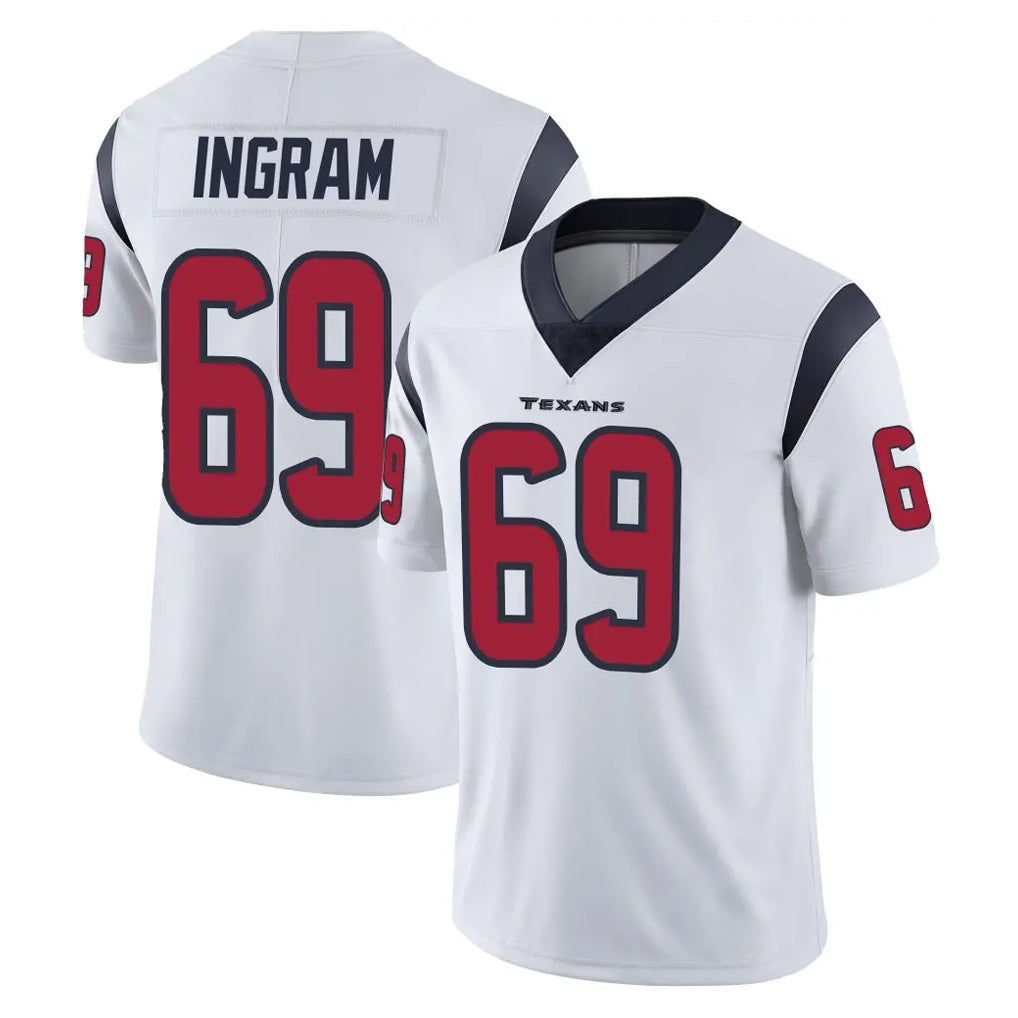 H.Texans #69 Ed Ingram Player White Limited Vapor Untouchable Home Game Odoa Stitched Jerseys