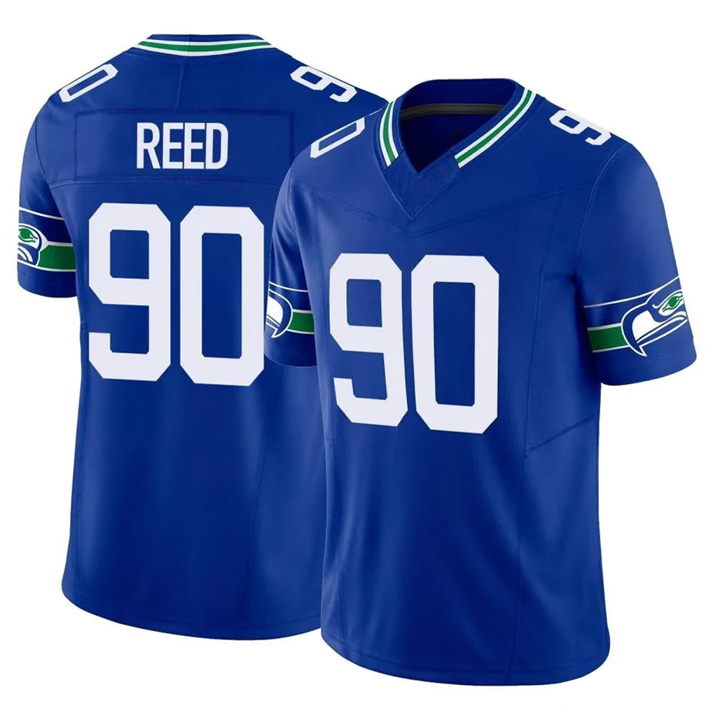 S.Seahawks #90 Jarran Reed Player Royal Limited Throwback Vapor F.U.S.E. Home Game Odoa Stitched Jerseys