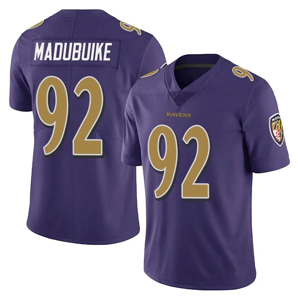 B.Ravens #92 Nnamdi Madubuike Player Purple Color Rush Vapor Untouchable Limited Home Game Odoa Stitched Jerseys