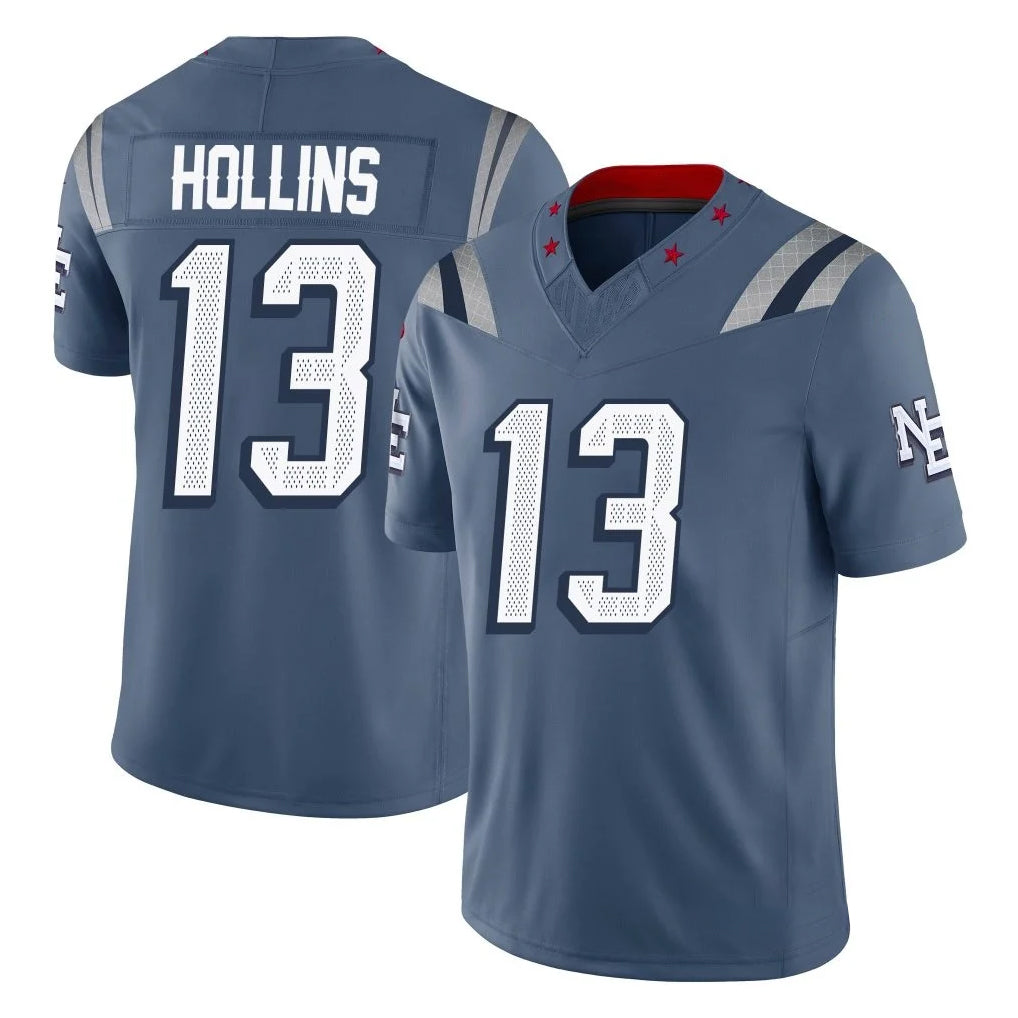 NE.Patriots #13 Mack Hollins Player Blue Limited Rivalries Collection Home Game Odoa Stitched Jerseys