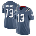 NE.Patriots #13 Mack Hollins Player Blue Limited Rivalries Collection Home Game Odoa Stitched Jerseys