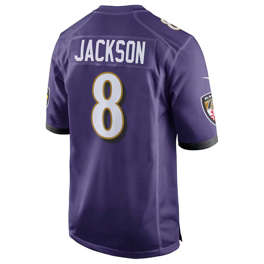 B.Ravens #8 Lamar Jackson Player Purple Alternate Home Game Odoa Stitched Jerseys