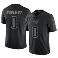 NE.Patriots #0 Christian Gonzalez Player Black Reflective LImited Home Game Odoa Stitched Jerseys