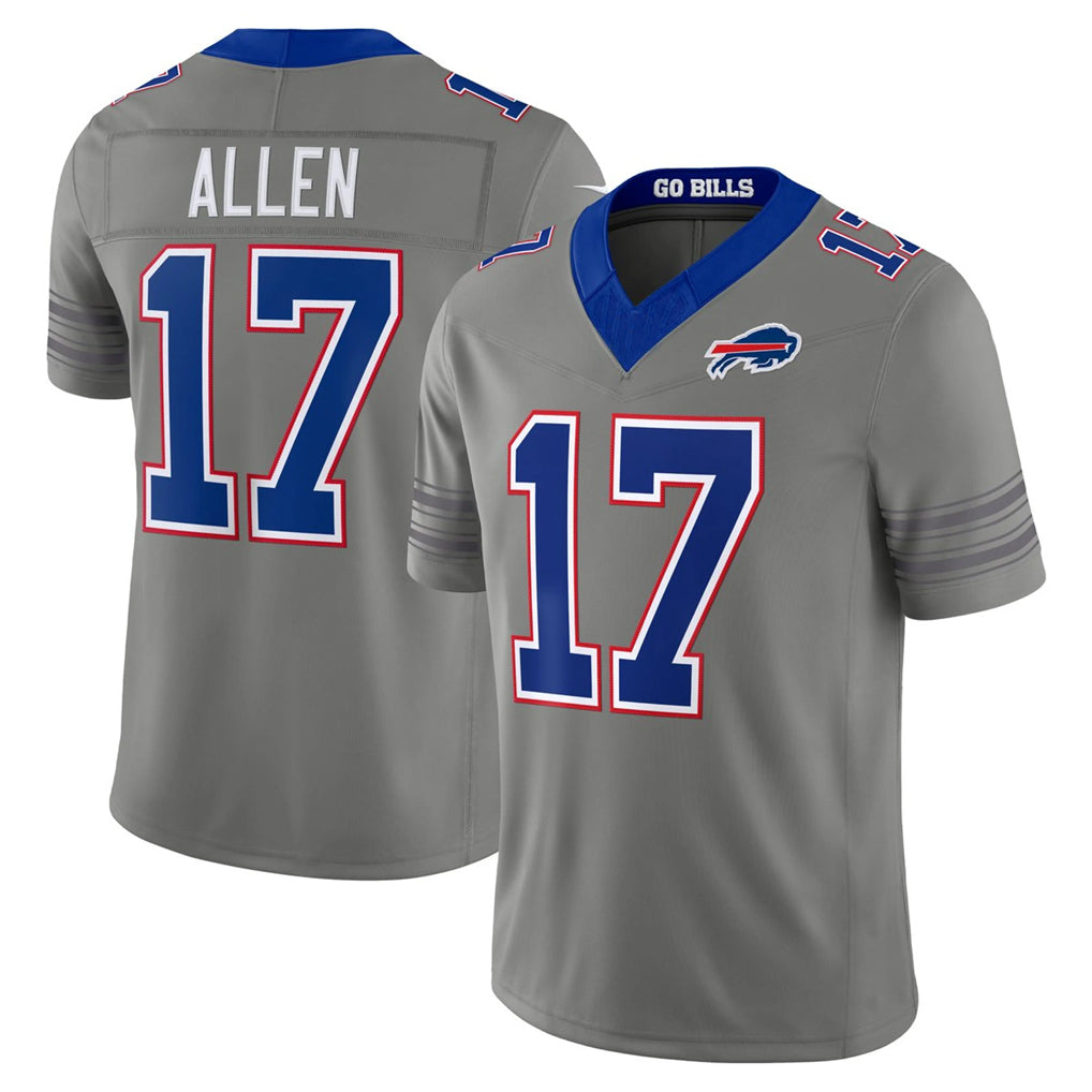 B.Bills #17 Josh Allen Player Gray Nickel City Limited Home Game Odoa Stitched Jerseys