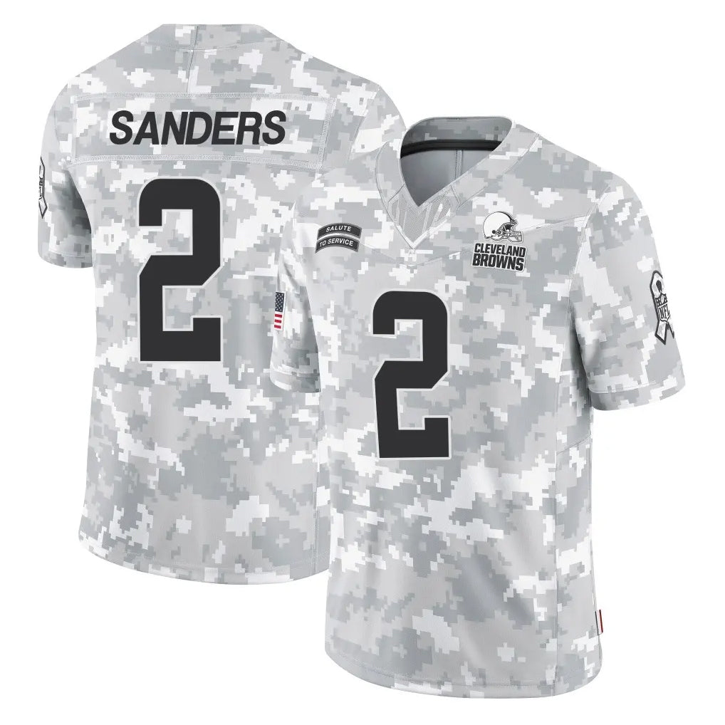 C.Browns #2 Shedeur Sanders Player Arctic Camo Salute to Service Limited Home Game Odoa Stitched Jerseys