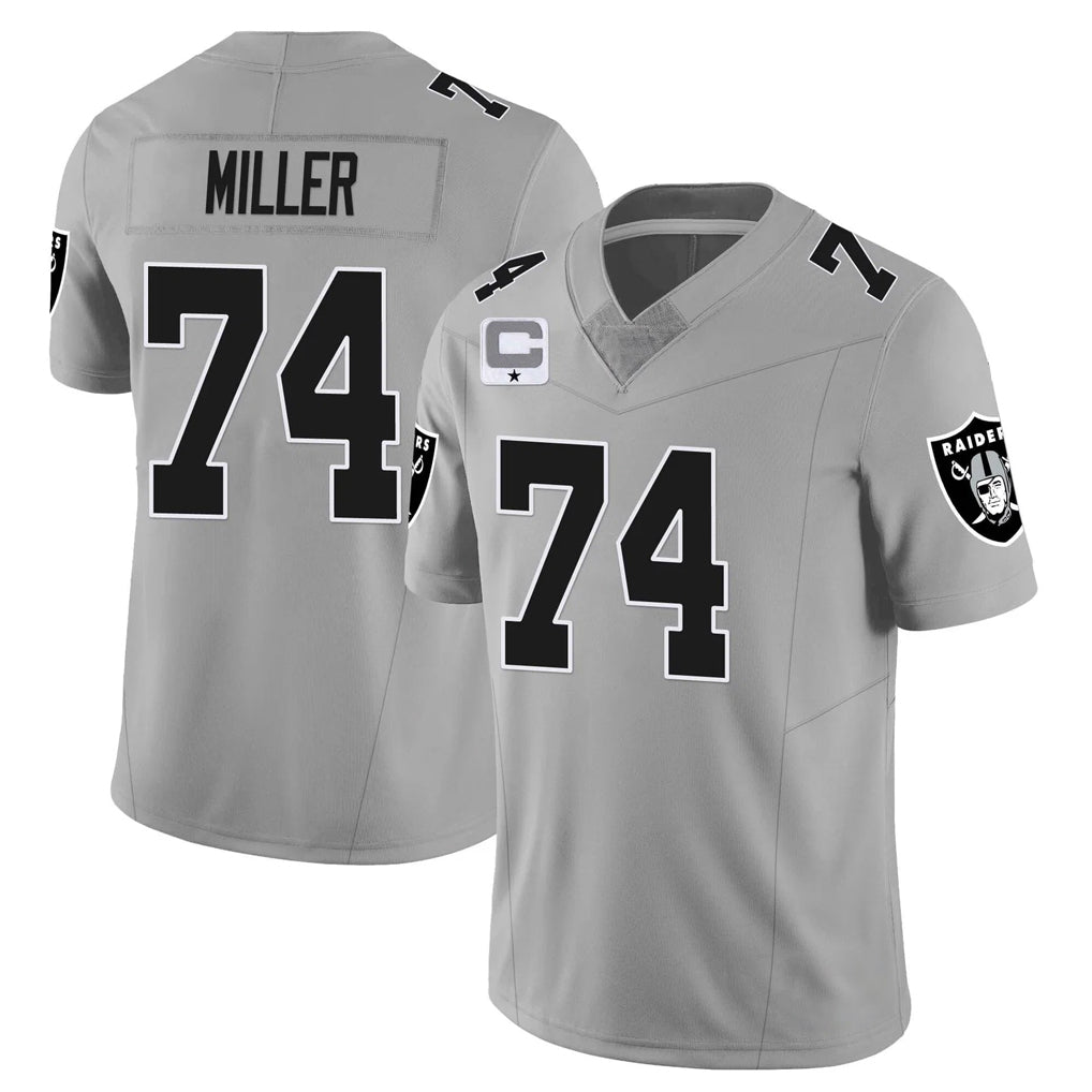 LV.Raiders #74 Kolton Miller Player Gray Vapor Limited Home Game Odoa Stitched Jerseys