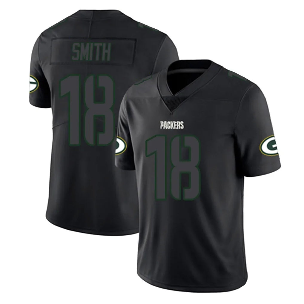 GB.Packers #18 Jonnu Smith Player Black Impact Limited Home Game Odoa Stitched Jerseys