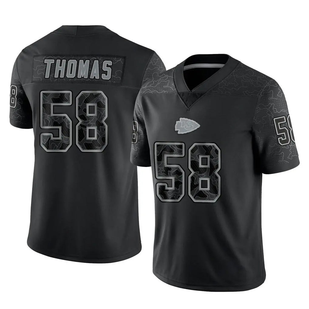KC.Chiefs #58 Derrick Thomas Player Black Limited Reflective Game Odoa Stitched Jerseys