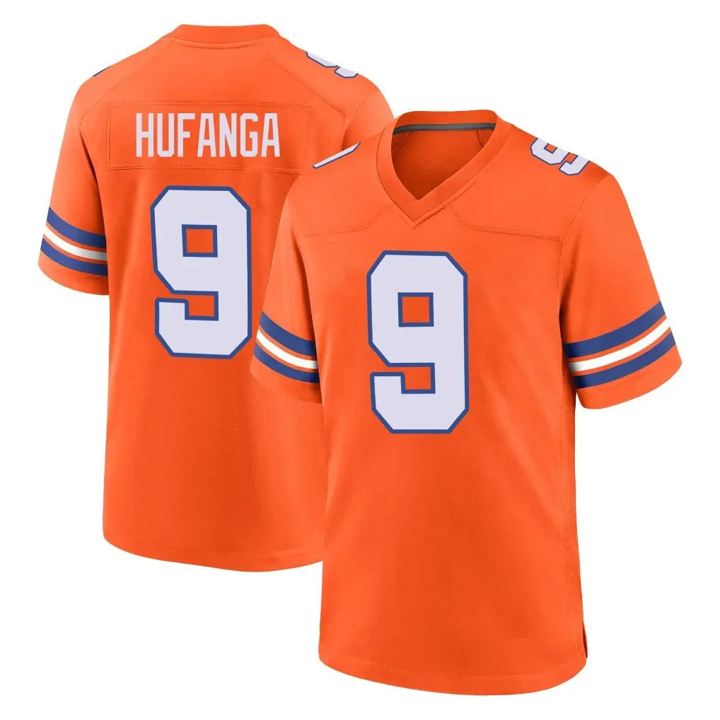 D.Broncos #9 Talanoa Hufanga Player Orange Alternate Collection Throwback Game Odoa Stitched Jerseys