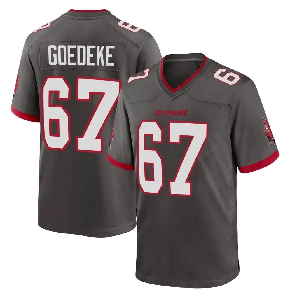 TB.Buccaneers #67 Luke Goedeke Player Pewter Alternate Home Game Odoa Stitched Jerseys
