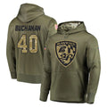 B.Ravens #40 Teddye Buchanan Player Olive Salute to Service Pullover Hoodie Odoa Stitched Jerseys