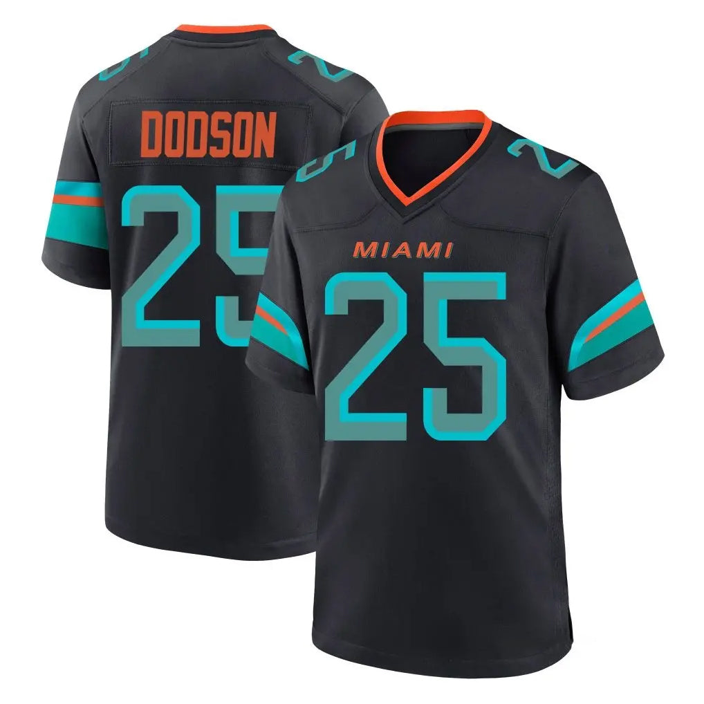 M.Dolphins #25 Tyrel Dodson Player Black Pitch Rivalries Collection Home Game Odoa Stitched Jerseys