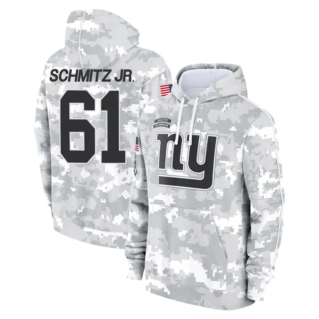 NY.Giants #61 John Michael Schmitz Jr. Player Arctic Camo Salute to Service Pullover Hoodies Limited Game Odoa Stitched Jerseys