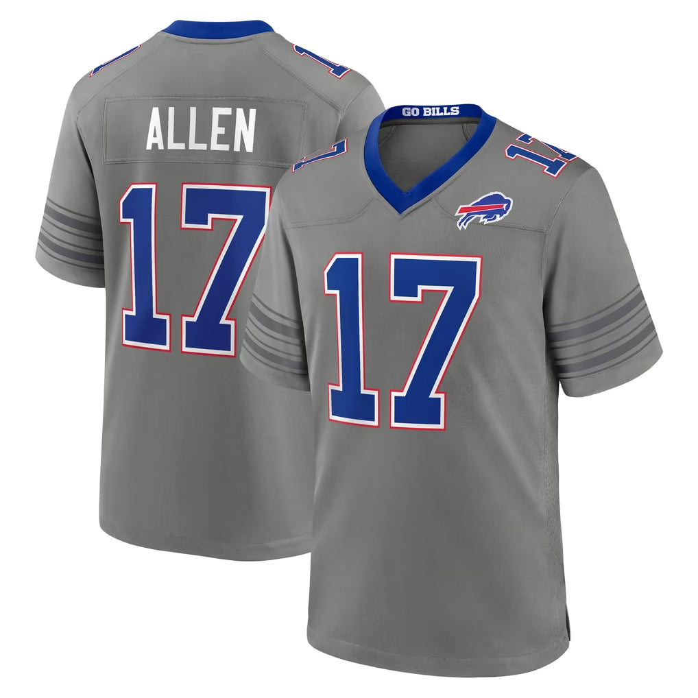 B.Bills #17 Josh Allen Player Gray Nickel City Home Game Odoa Stitched Jerseys
