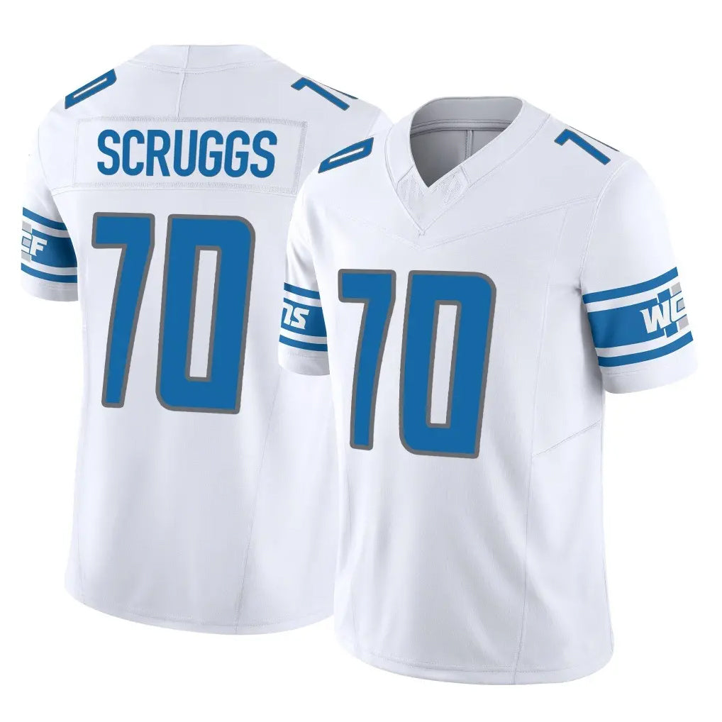 D.Lions #70 Juice Scruggs Player White Vapor F.U.S.E. Limited Home Game Odoa Stitched Jerseys