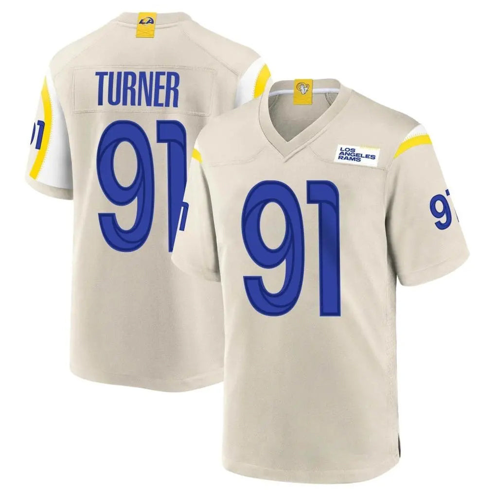 LA.Rams #91 Kobie Turner Player Bone Home Game Odoa Stitched Jerseys
