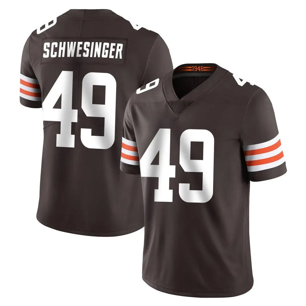 C.Browns #49 Carson Schwesinger Player Brown Color Vapor Untouchable Limited Home Game Odoa Stitched Jerseys