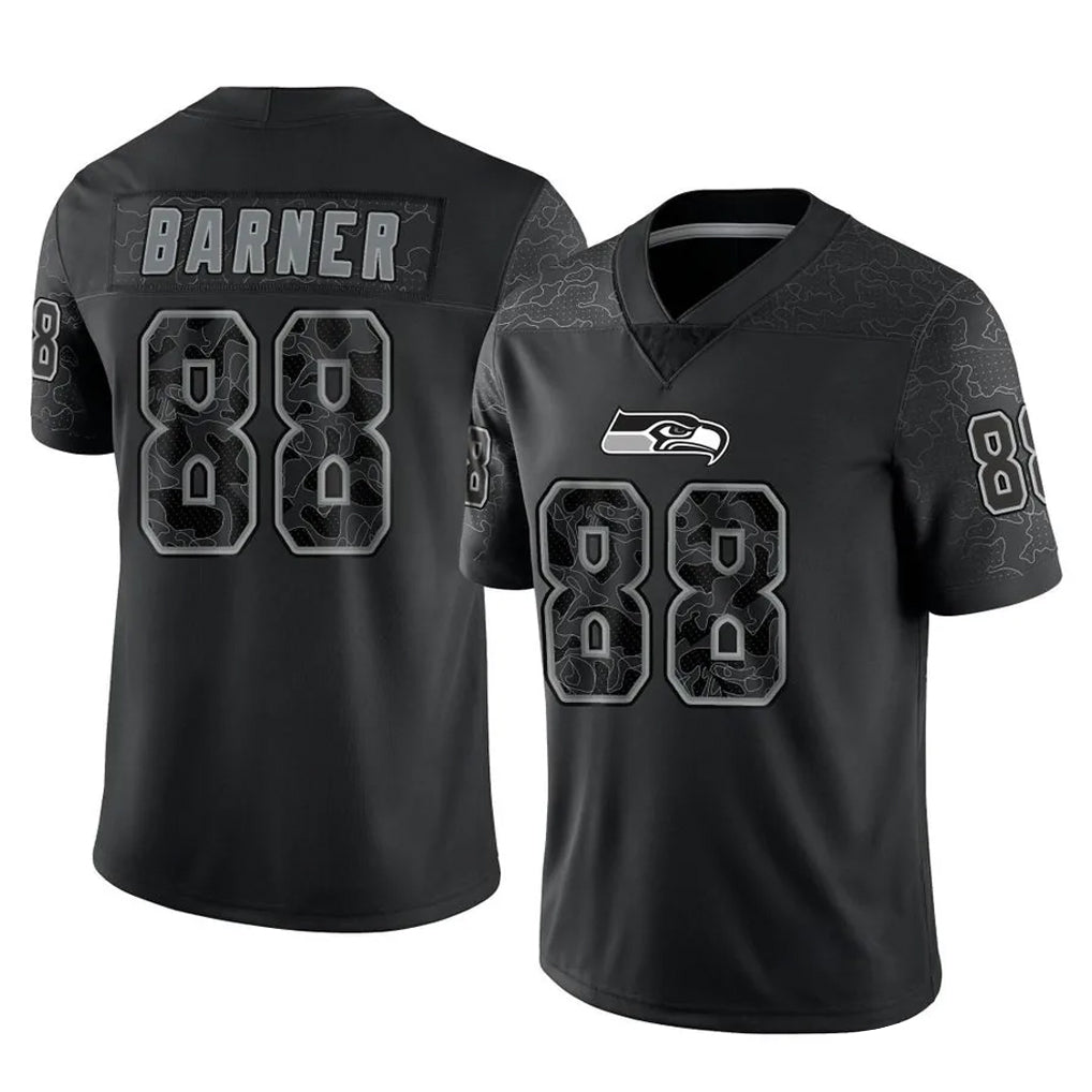 S.Seahawks #88 AJ Barner Player Black Limited Reflective Home Game Odoa Stitched Jerseys